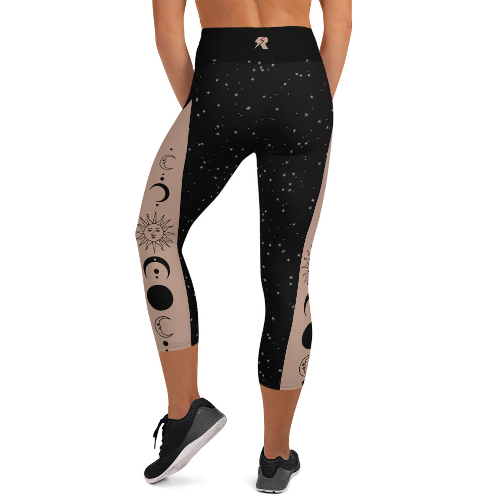Crescent Moon & Sun Yoga Capri Leggings